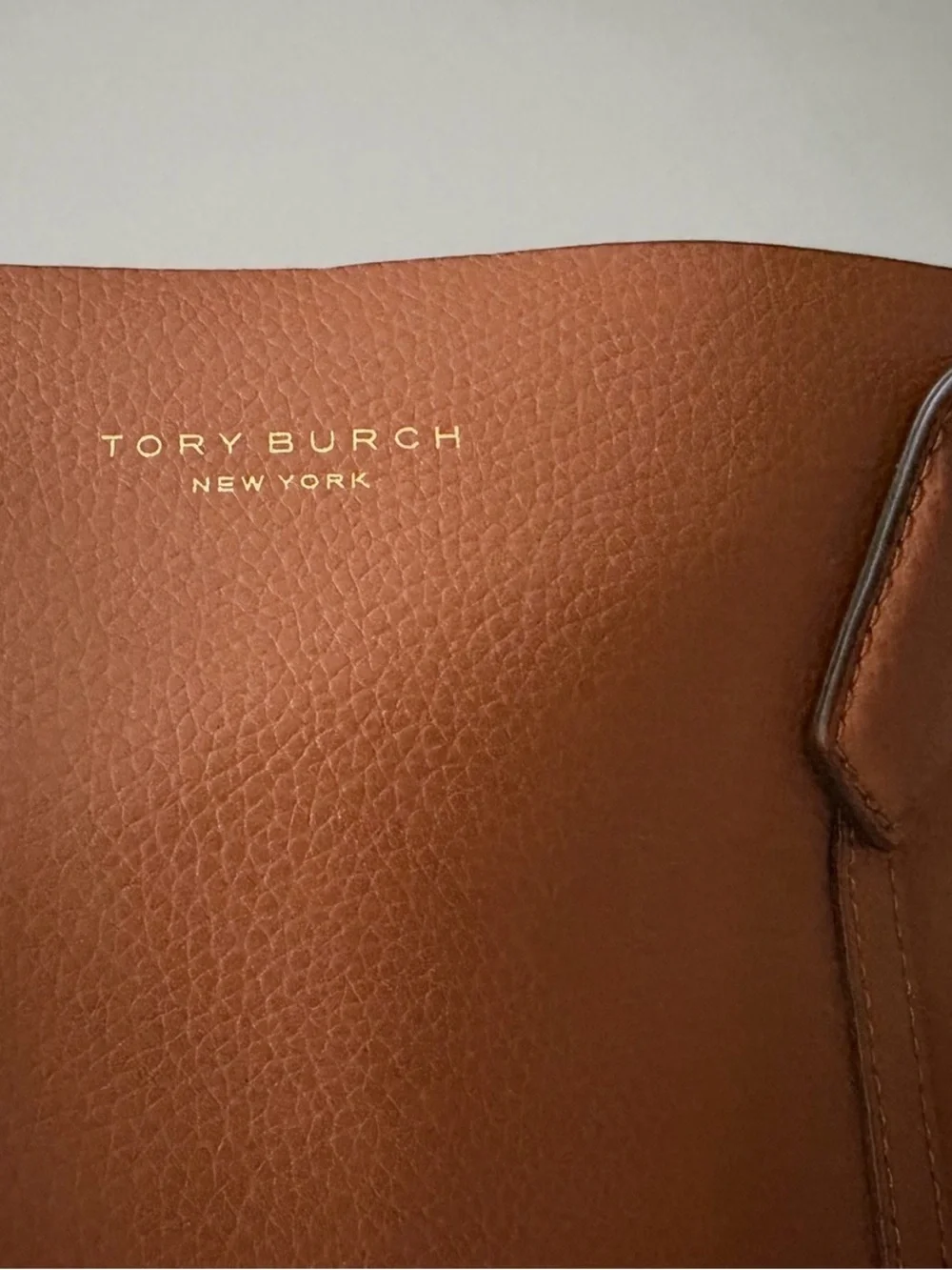 Tory Burch Cognac Leather Tote with Zip Pocket